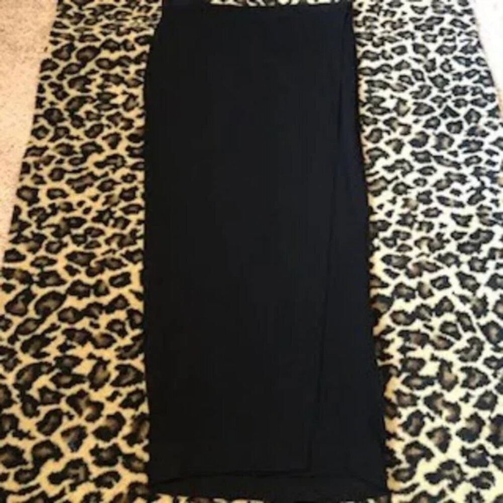 TODD OLDHAM Designer Y2K Black Midi Wrap Skirt Fred Hayman Beverly Hills LG $698 - Picture 5 of 8